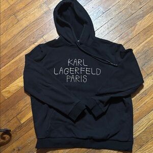 Karl Lagerfeld Black Hoodie with Embroidered Logo